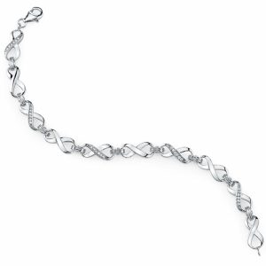 Bracelets | Sterling Silver 925 Figure 8 Infinity Tennis Bracelet Round Cubic Zirconia 7" Bracelets Bracelets