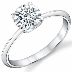 Mens Rings | 1 Carat Diamond Solitaire Tulip 14K White Gold Women’s Engagement Wedding Ring IGI Certified Diamond Rings Mens Rings