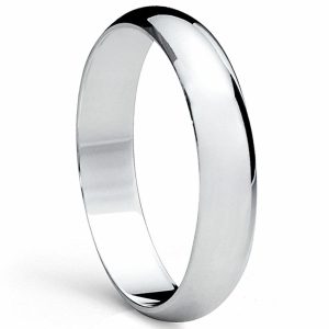 Mens Rings | Men’s 4MM Dome High Polish Sterling Silver Plain Wedding Band Ring Sizes 5 to 13 Jewelry Mens Rings