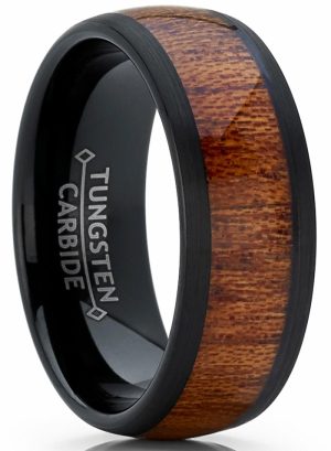 Mens Rings | Men’s Genuine Rose Wood Tungsten Ring Band Wedding Engagement Inlay 8MM Jewelry Blue