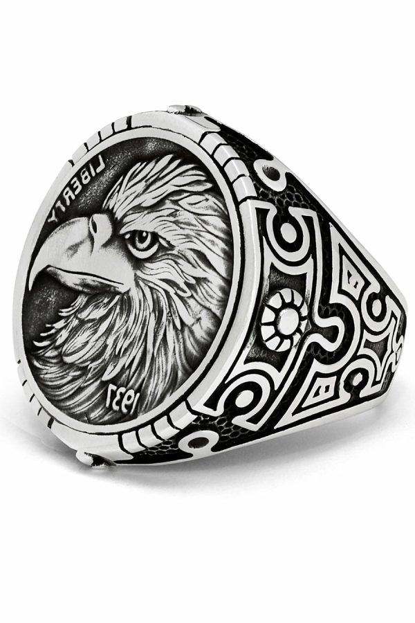 Mens Rings | Sterling Silver 925 Men’s American Eagle Ring 1937 Liberty 25MM Jewelry Mens Rings