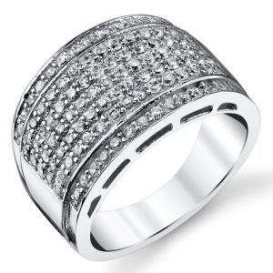 Mens Rings | Sterling Silver Men’s High Polish Micro Pave Wedding Band Ring With Cubic Zirconia CZ Sizes 5 to 12 Cubic Zirconia Rings Mens Rings