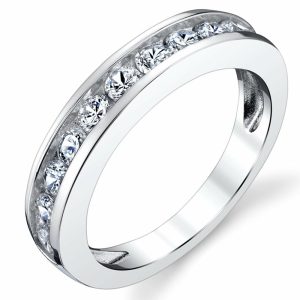 Mens Rings | Sterling Silver Men’s Wedding Band Engagement Ring With Round Cut Cubic Zirconia 4MM Sizes 7 to 13 Cubic Zirconia Rings Mens Rings