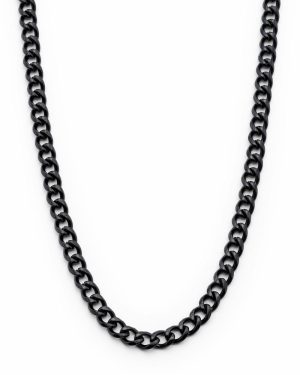 Necklaces | Men’s Black Stainless Steel Curb Chain Necklace 4mm 24" Jewelry Black