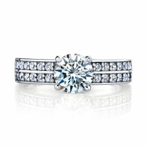 Womens Rings | 1.7 TCW Round Brilliant Moissanite wedding engagement ring, Sterling Silver 925 Engagement Rings Silver