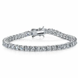 Womens Rings | 12 CT Sterling Silver 925 Moissanite Stone 4mm Tennis Bracelets 7" and 8" Bracelets Bracelets