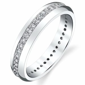 Womens Rings | 4mm Sterling Silver 925 Women’s Eternity Ring Engagement Wedding Band With Round Cut Cubic Zirconia Engagement Rings Silver