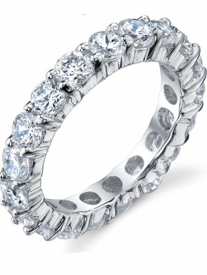 Womens Rings | Women’s 3.50MM Sterling Silver 925 Eternity Ring Engagement Wedding Ring Cubic Zirconia Engagement Rings Silver