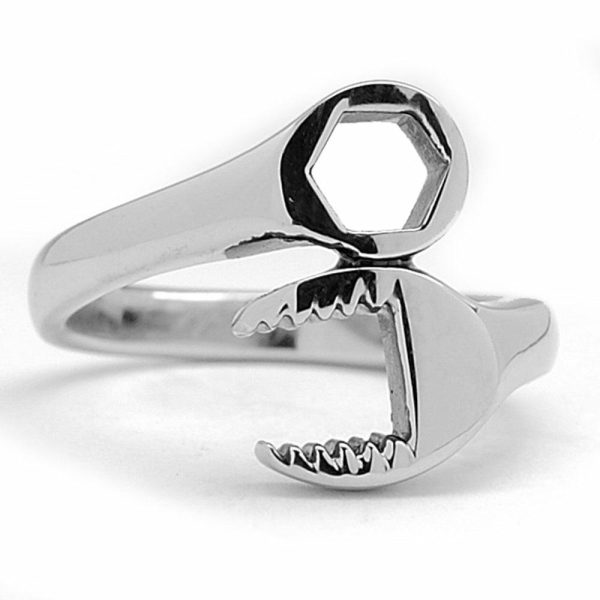 Womens Rings | Women’s Ladies Casted Stainless Steel Combination Wrench Ring Sizes 5-9 Jewelry Silver