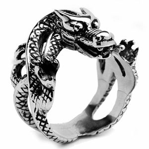 Mens Rings | Stainless Steel Men’s Casted Biker Dragon Ring Sizes 9 to 15 Jewelry Mens Rings