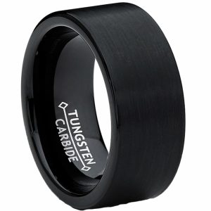 Mens Rings | 9MM Men’s Black Brushed Tungsten Carbide Ring Wedding Band Sizes 6 to 15 Jewelry Black